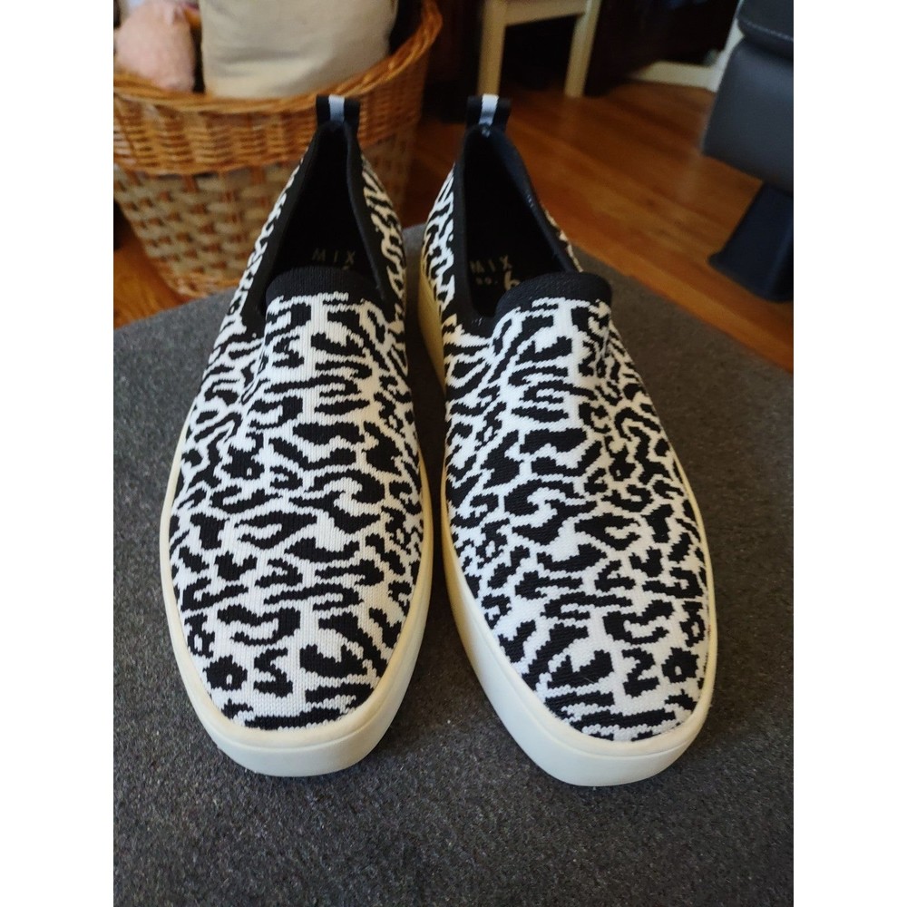 MIX NO 6 EVANIA SLIP-ON PLATFORM WOMEN SNEAKERS,BLACK/ WHITE, LEOPARD PRINT